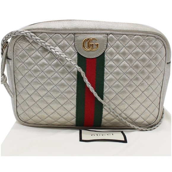GUCCI  GG Small Quilted Leather Shoulder Bag Metallic Silver 541051 - Picture 3 of 12